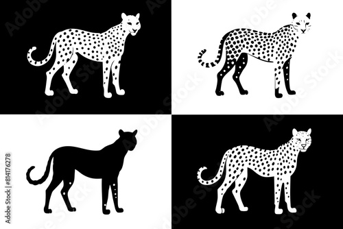 cheetah line art silhouette illustration