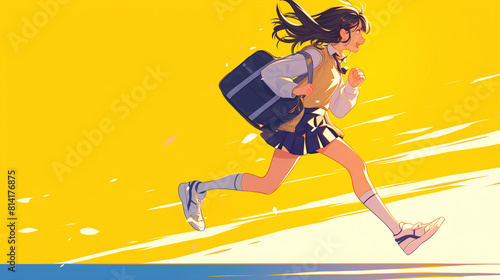 急いでいる女子高生