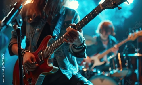 A young rock band is perfor...