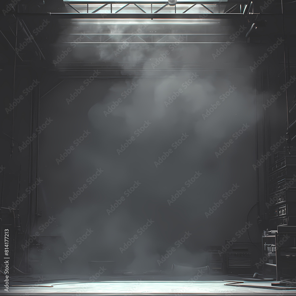 Studio Lighting at Work: Bright Spotlight on Clear Stage with Dramatic Smoke