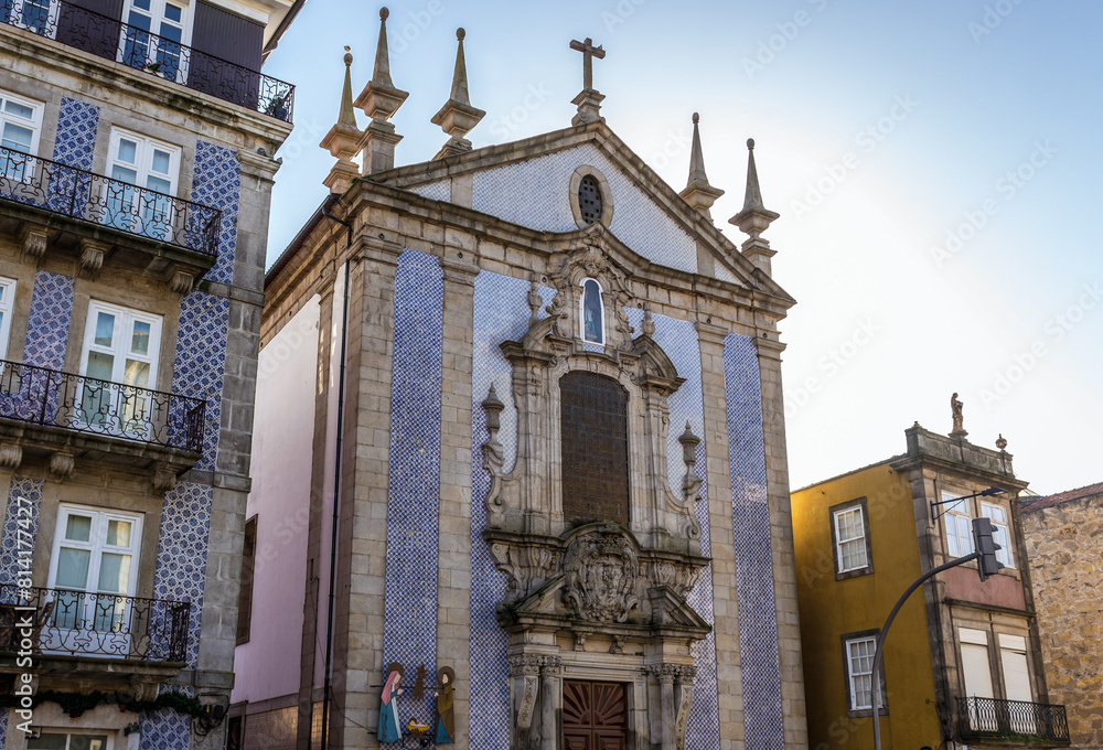 Fototapeta premium Facade of Church of St Nicholas in Porto city, Portugal