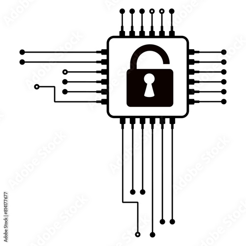 Modern electronic circuit with lock burglary protection. Security concept of electronics system.