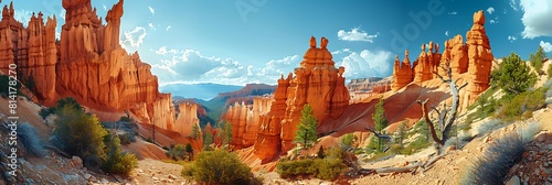 Landscape of Bryce Canyon National Park, Utah, USA realistic nature and landscape photo