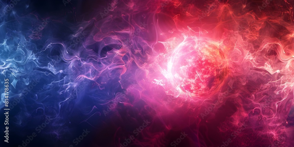 Vibrant depiction of cosmic power with fiery sphere and dark tendrils. Concept Cosmic Power, Fiery Sphere, Dark Tendrils, Vibrant Depiction