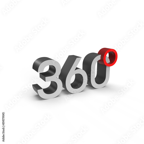 3d rendering 360 degrees. 360 degree concept on white background