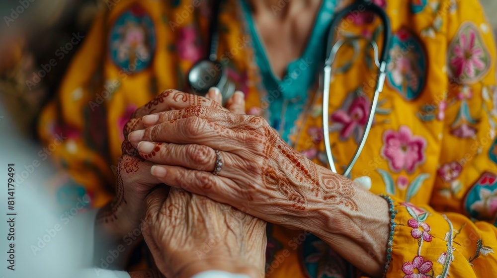 healthcare professionalism, a detailed shot showing an indian female doctors hands conducting a thorough examination on a patient, highlighting her professional and attentive care healthcare professionalism, a detailed shot showing an indian female doctors hands conducting a thorough examination on a patient, highlighting her professional and attentive care