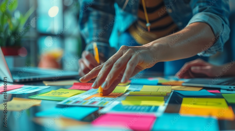 Fototapeta premium Organization and Collaboration with Colorful Sticky Notes
