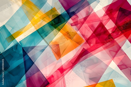 Abstract geometric background with colorful lines. Triangle shaped translucent Overlaying Planes, Colorful Geometric Shapes Pattern.