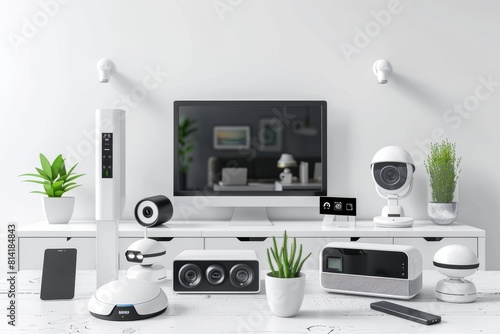 High-tech home environments integrate smart cameras for definitive protection, supported by CCTV sensors and internet safety protocols. photo