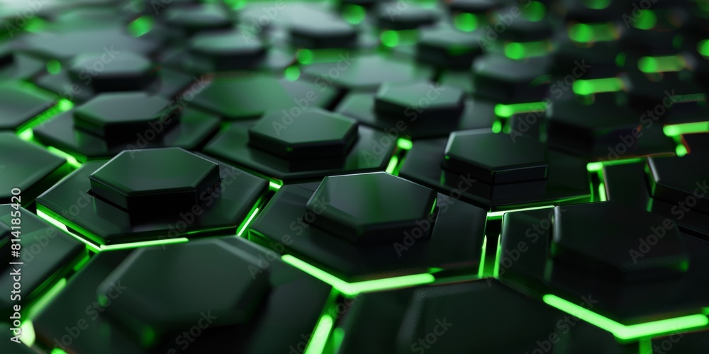 Fototapeta premium 3d Abstract background formed from green hexagons , Glass green Pattern, Geometric Crystals, Abstract illustration images. High quality photo