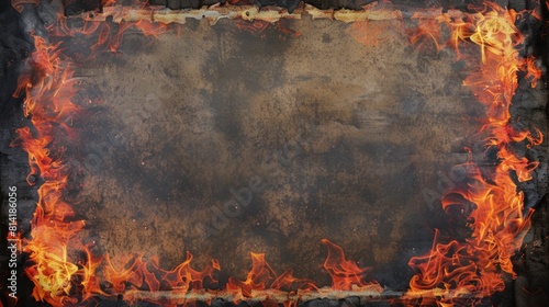 Burnt paper realistic composition with burning a4 paper sheet with flaming fire isolated on transparent background vector illustration photo