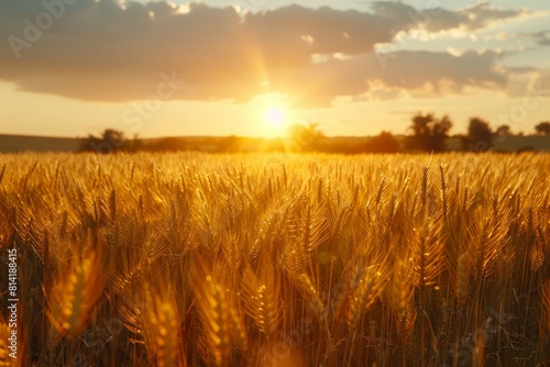 Wheat Field With Setting Sun