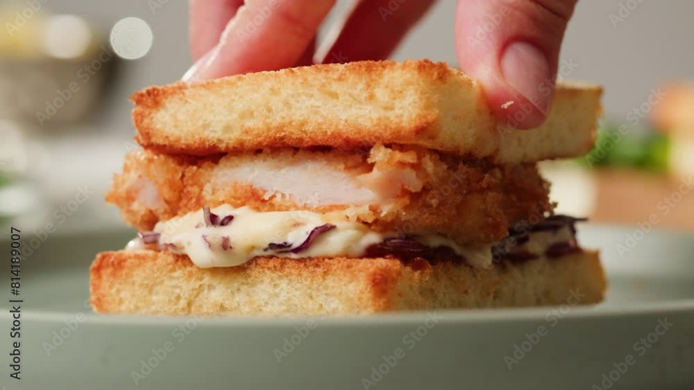 Delicious chicken burger, double burger with crispy chicken meat, salad and sauce isolated on white background Delicious chicken burger, double burger with crispy chicken meat, salad and sauce isolated on white background