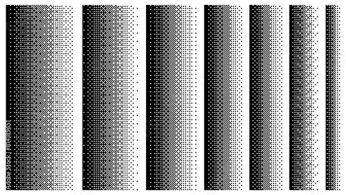 Pixel art gradients set, dot scattering, 8 Bit retro video arcade game style background. Dither matrix. Vector screensaver