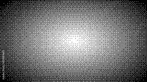 Pixel art round gradient, vignette, texture rounded frame halftone radial gradient. Glowing Circle Light Effect. 8 Bit retro video arcade game background. Dither matrix. Vector screensaver
