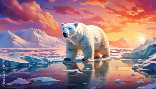 Polar bear on ice photo