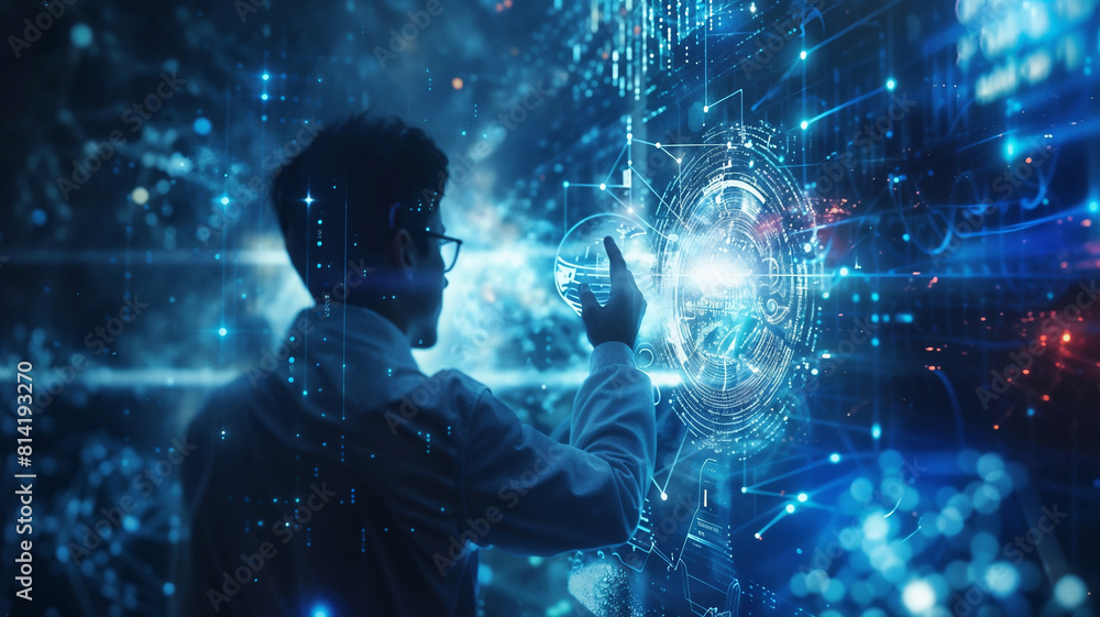Data science and engineering, digital technology, futuristic tech background Data science and engineering, digital technology, futuristic tech background