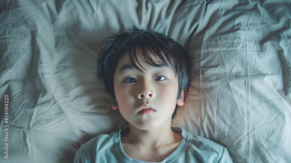 ベッドで眠れない日本人の子供 ベッドで眠れない日本人の子供