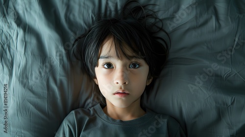 ベッドで眠れない日本人の子供 © StudioFF