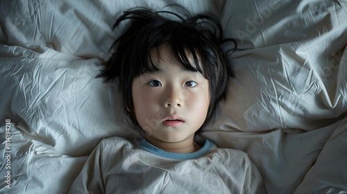ベッドで眠れない日本人の子供