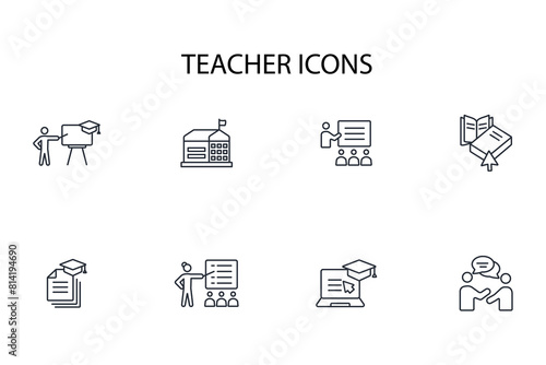 Teacher icon set.vector.Editable stroke.linear style sign for use web design,logo.Symbol illustration. © zumrotul