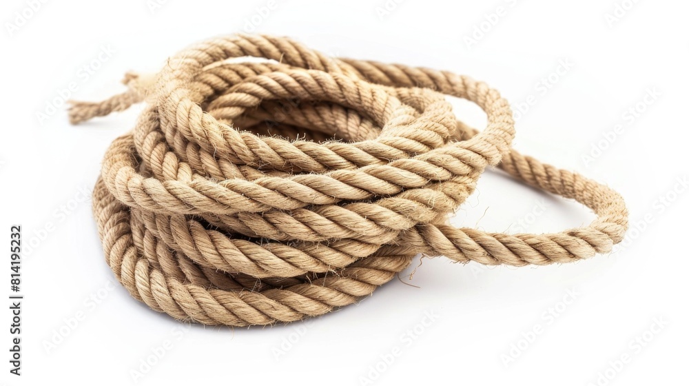 Coil rope on white background camping Coil rope on white background camping