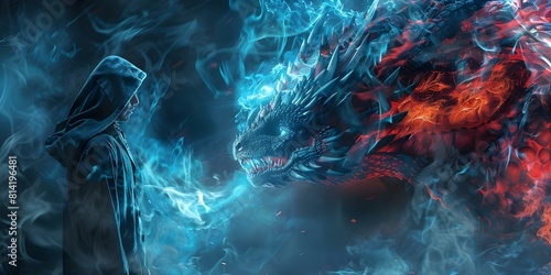 Dark wizard controls hooded demon dragon monster to spy for him. Concept Fantasy, Dark Magic, Creatures, Spies, Power