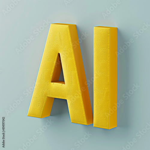 Yellow Textured Letter AI on Light Gray Background photo
