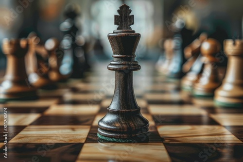 A closeup of a chessboard with a knight moving strategically, paralleling strategic decisionmaking in business