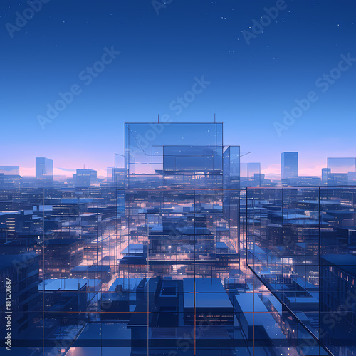 Contemporary Urban Scene - Skyline with Futuristic Architecture and Reflections of the City