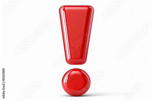 Red exclamation mark on a white background. Isolate