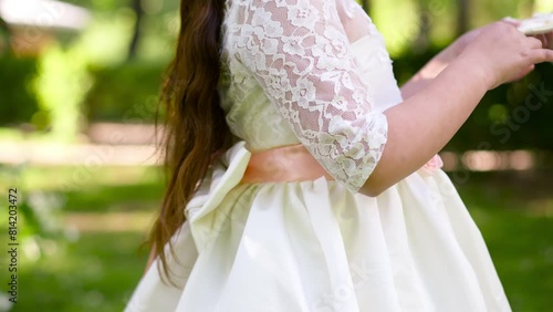 First Communion beautiful girl wearing white dress 2.MOV