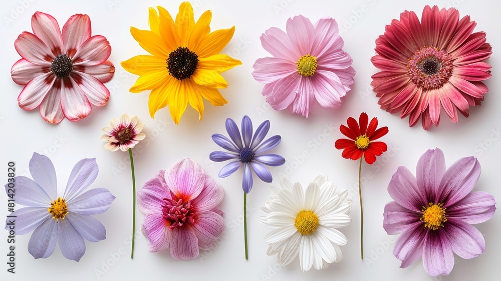 The image shows a variety of flowers including sunflowers, daisies, and zinnias The image shows a variety of flowers including sunflowers, daisies, and zinnias