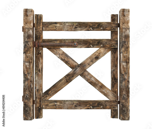 Wooden farm gate isolated on transparent background