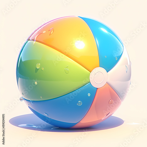 Vibrant and Playful 3D Rendered Beach Ball Icon, Ideal for Summery Website Designs and Marketing Materials. photo