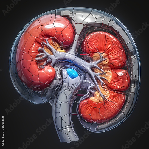 High-Resolution 3D Rendering of Human Kidney Structure for Healthcare and Educational Purposes photo