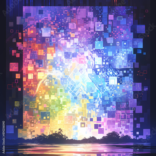 Experience the Radiant Energy of a Colorful Digital Universe with this Abstract Art Image