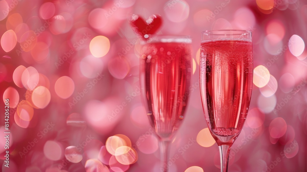 Festive pink cocktail with champagne or prosecco Festive pink cocktail with champagne or prosecco