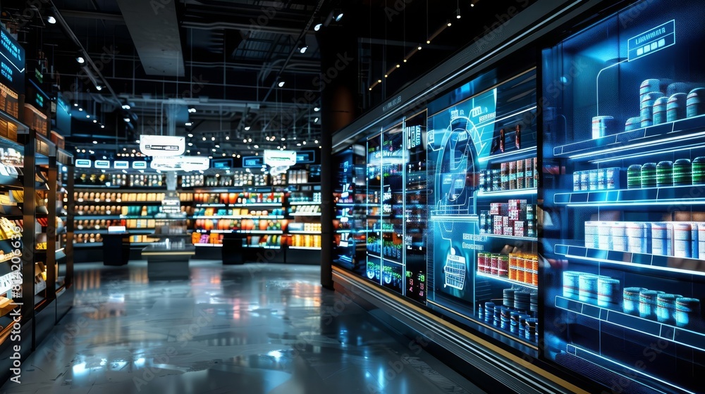 A retail management center uses AI to display consumer buying patterns and stock levels across digital screens A retail management center uses AI to display consumer buying patterns and stock levels across digital screens