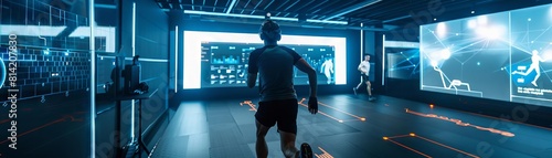 A sports training facility using AI to analyze athletes performances, providing realtime feedback through wearable tech