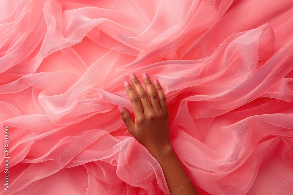 cropped view of african american woman touching fabric, isolated on pink cropped view of african american woman touching fabric, isolated on pink