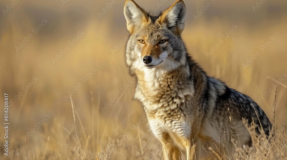 An active coyote (Canis latrans) at the Rocky Mountain Arsenal National Wildlife Refuge near Denver, Colorado, USA; An active coyote (Canis latrans) at the Rocky Mountain Arsenal National Wildlife Refuge near Denver, Colorado, USA;