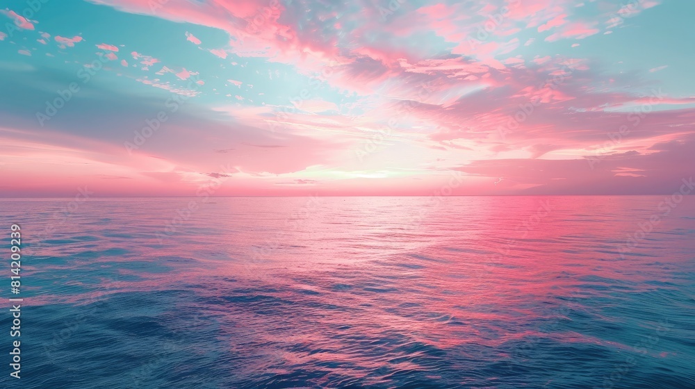 Fototapeta premium Blue sea and pink sky concept beauty of nature
