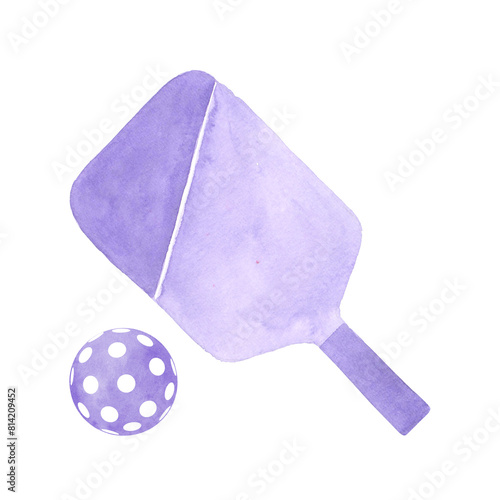 Ball and racket, equipment of modern game Pickleball © Olga
