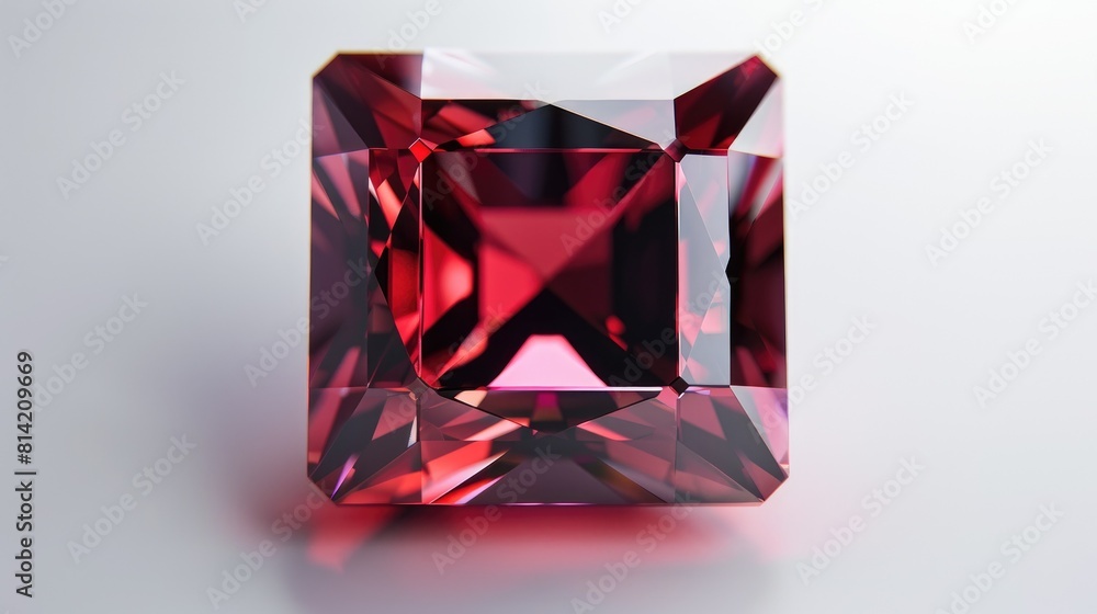 garnet gemstone radiant square 3D render garnet gemstone radiant square 3D render