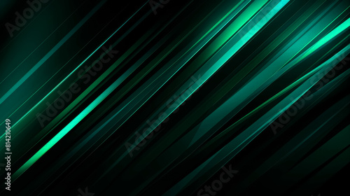 Abstract digital art with a mesmerizing glowing green stripes of light on a black background