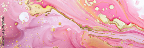 Pink and gold abstract art painting background with glitter and sparkles.