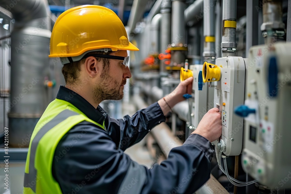 An environmental engineer at a water treatment plant monitoring flow and quality to optimize operations An environmental engineer at a water treatment plant monitoring flow and quality to optimize operations