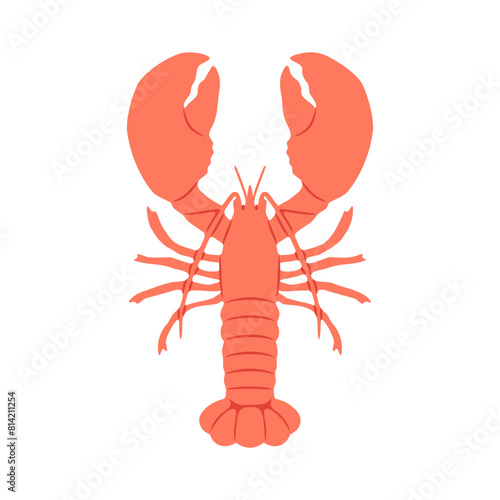 Hand drawn vintage lobster sea food isolated illustration. Marine animal clip art design with crawfish, restaurant cooking ingredient.	