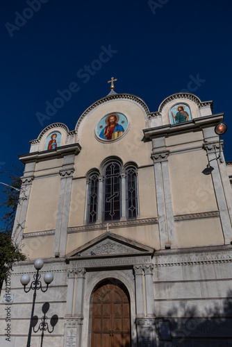 The Saint-Nicolas-and-Saint-Alexandra Church or Saints-Nicolas-and-Alexandra Church (Eglise Saints-Nicolas-et-Alexandra, 1860) is an Orthodox church located rue Longchamp in Nice. Nice, France. photo